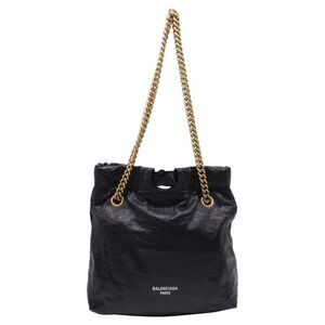 Balenciaga Small Crush Tote Bag in Black Leather
